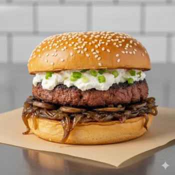 Imagen de Hamburguesa con champignones y queso crema